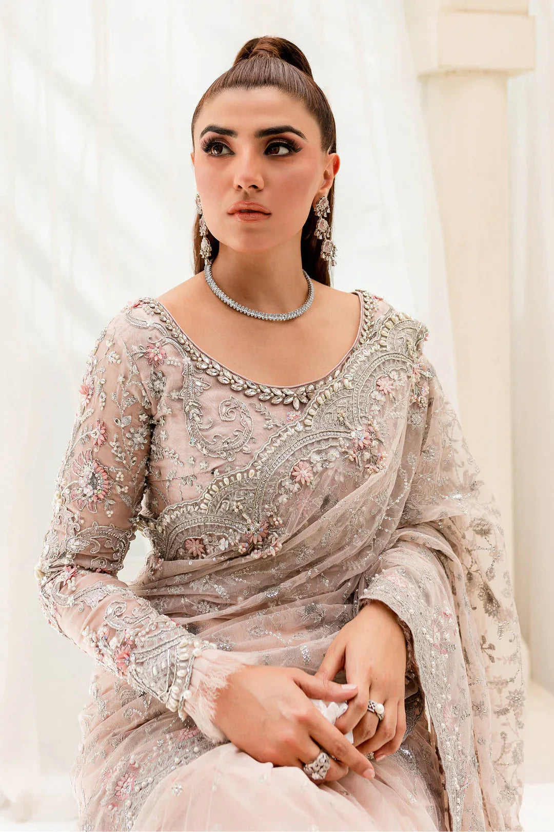 Maria B | Bridal Couture | Pale Pink MC-909 - Aqsa Fabrics