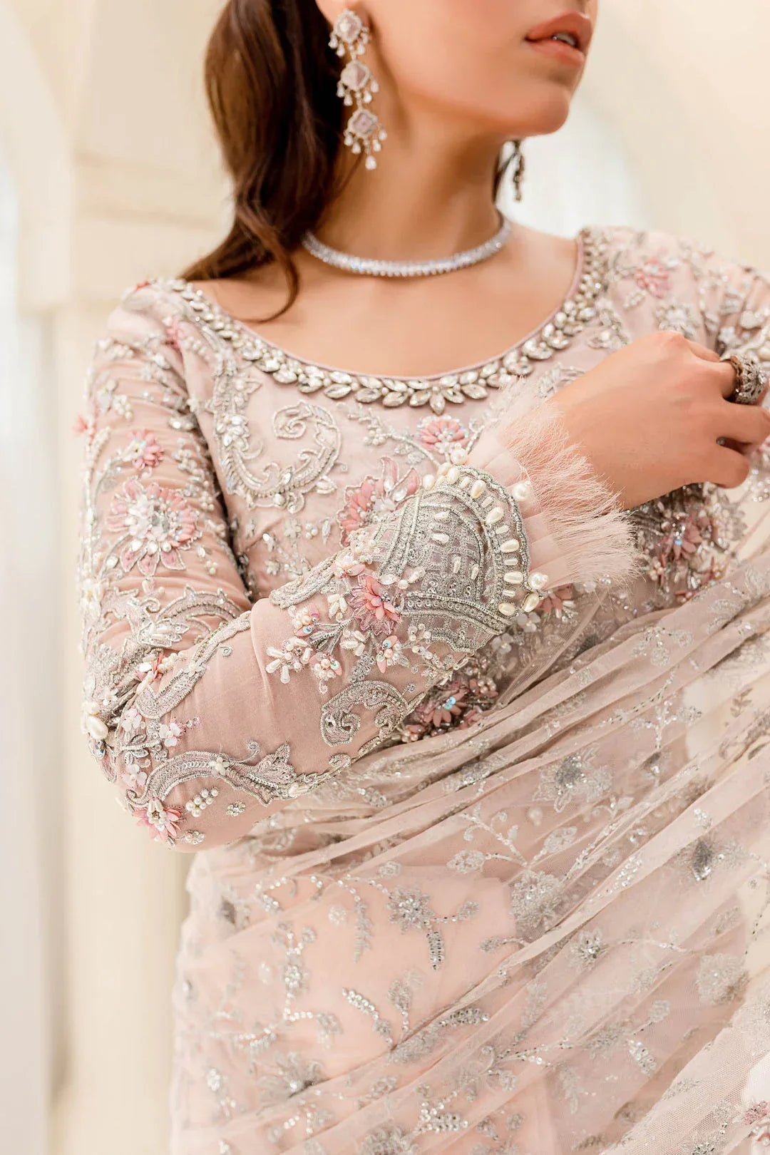 Maria B | Bridal Couture | Pale Pink MC-909 - Aqsa Fabrics