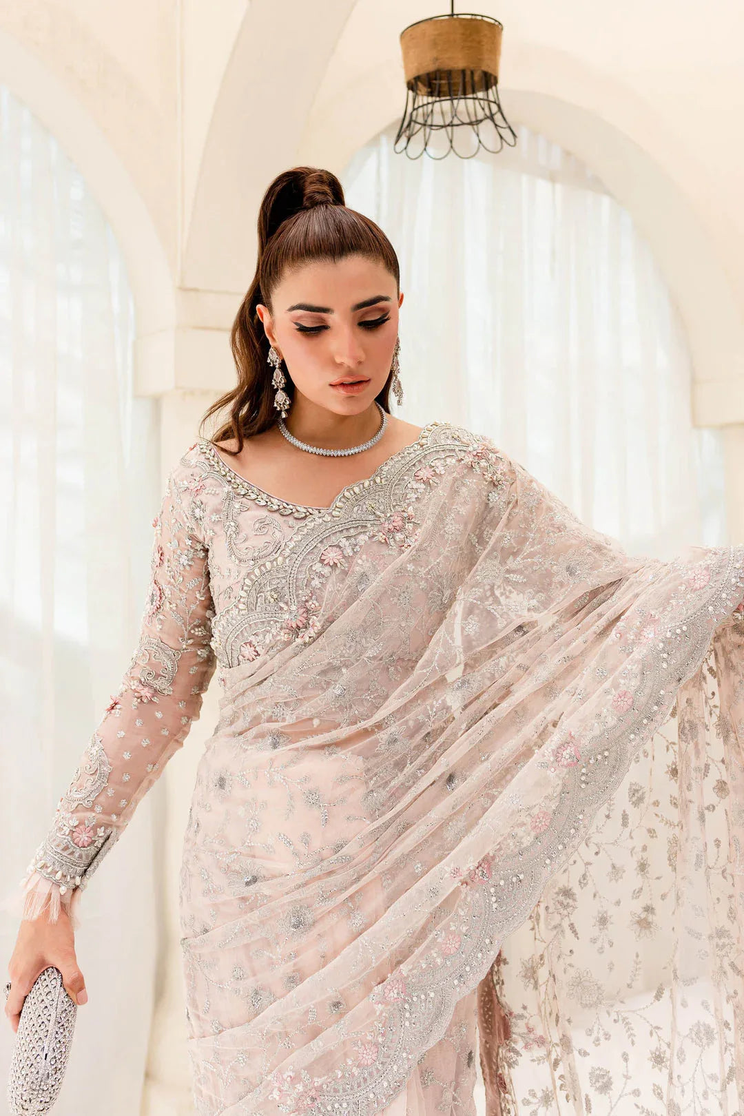 Maria B | Bridal Couture | Pale Pink MC-909 - Aqsa Fabrics
