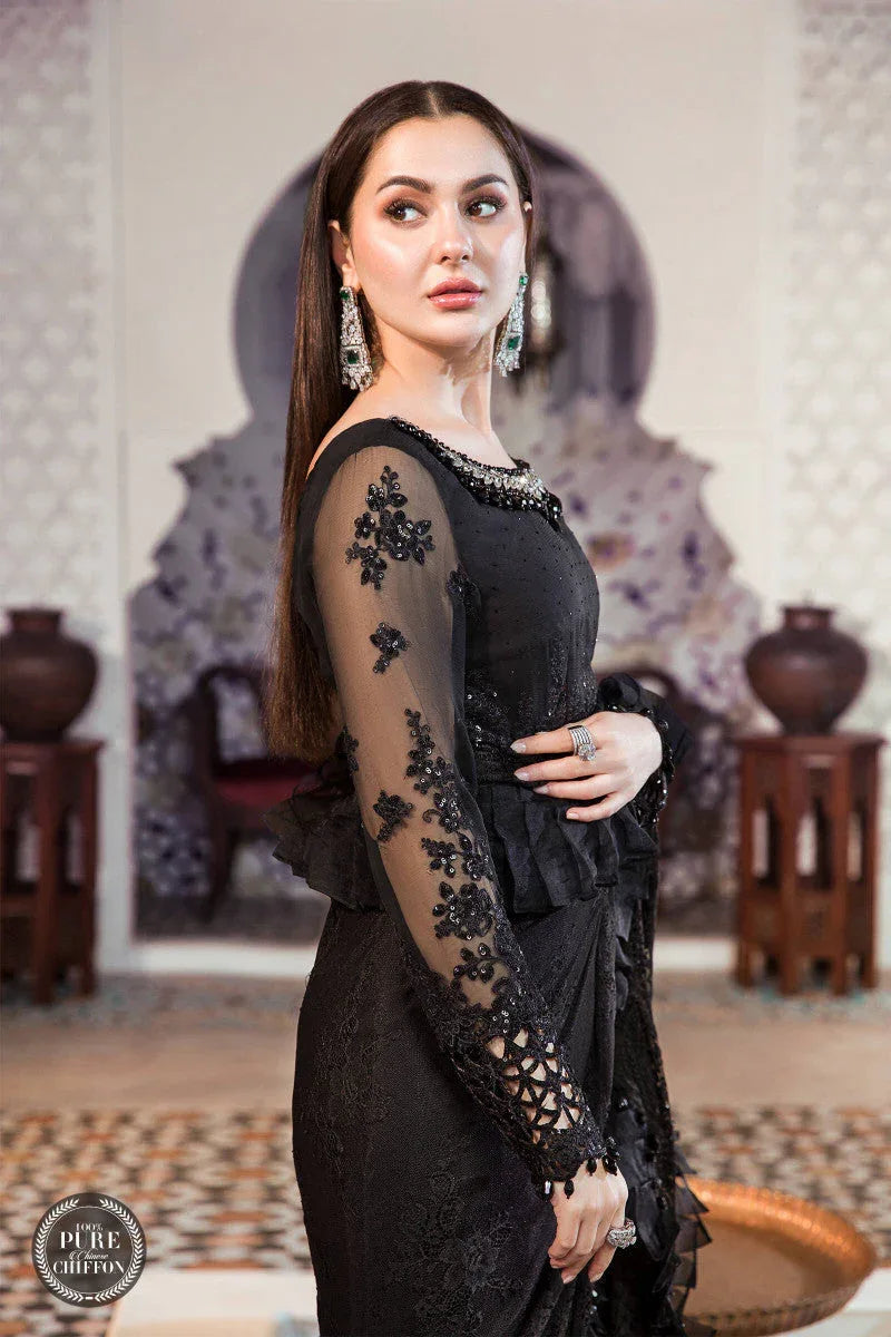 Maria B | Chiffon Collection | MPC-21-106-Black - Aqsa Fabrics