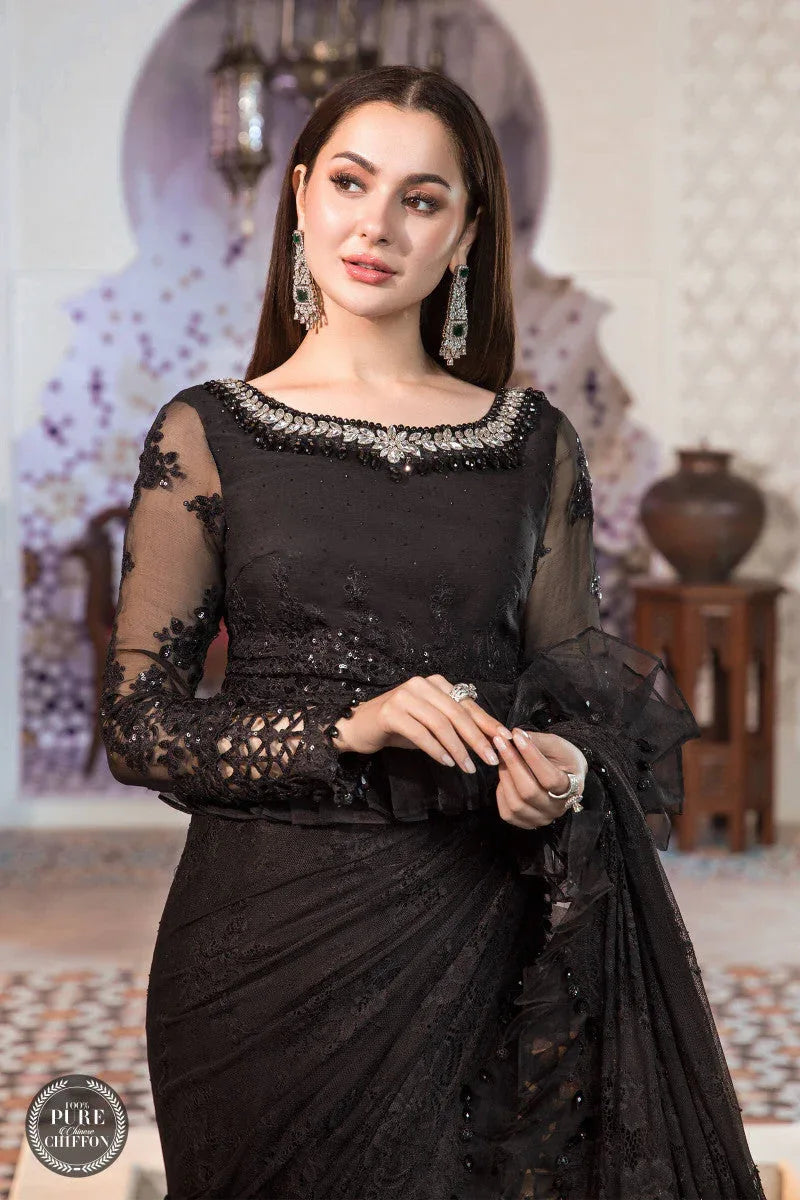 Maria B | Chiffon Collection | MPC-21-106-Black - Aqsa Fabrics