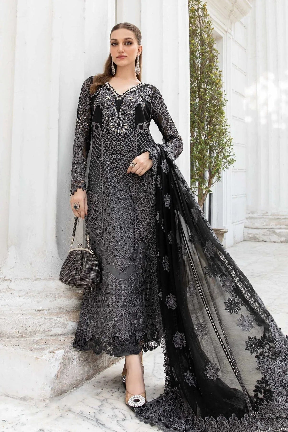 Maria B | Chiffon Formals 24 | Chiffon Suit | MPC-24-101 - Aqsa Fabrics