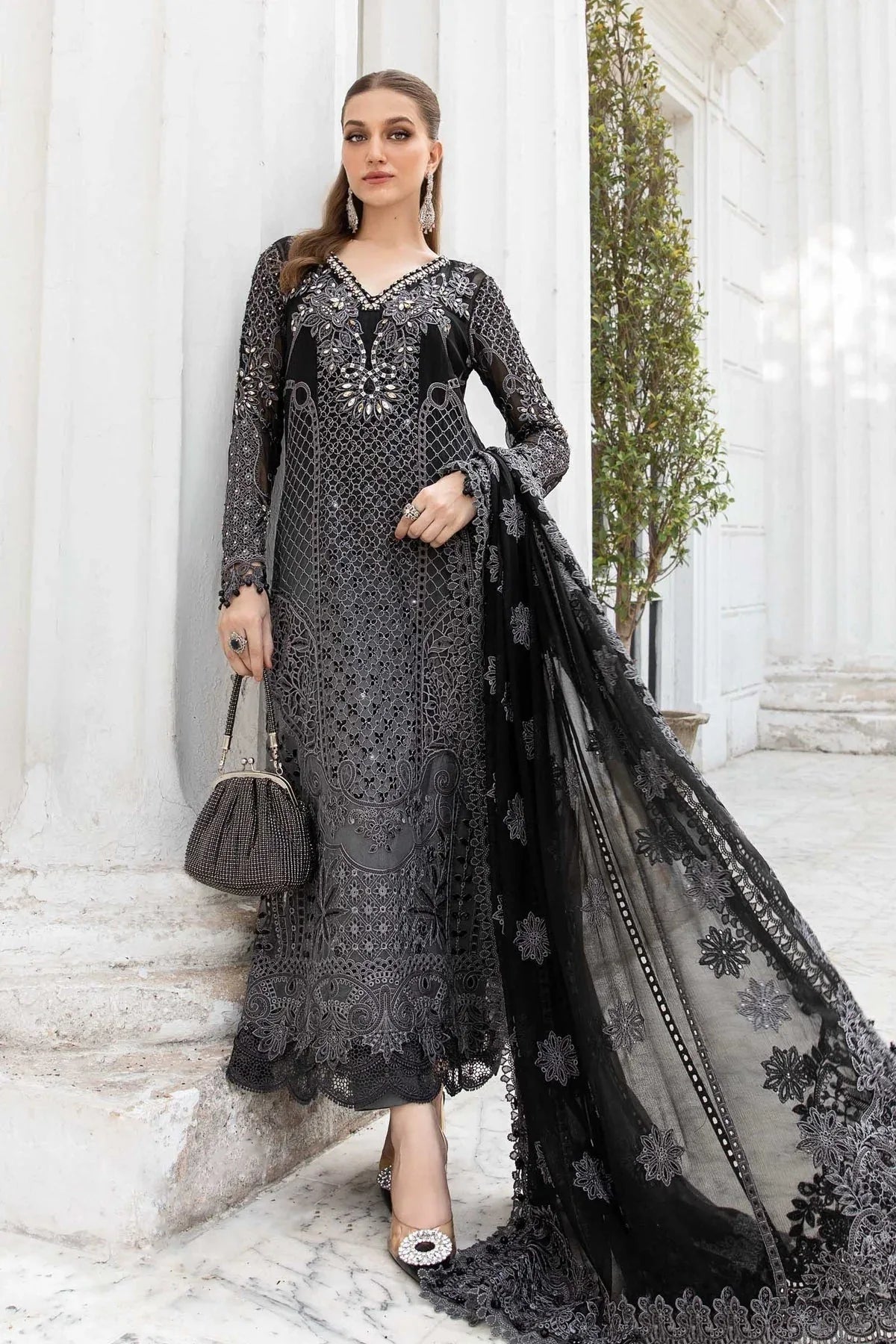 Maria B | Chiffon Formals 24 | Chiffon Suit | MPC-24-101 - Aqsa Fabrics