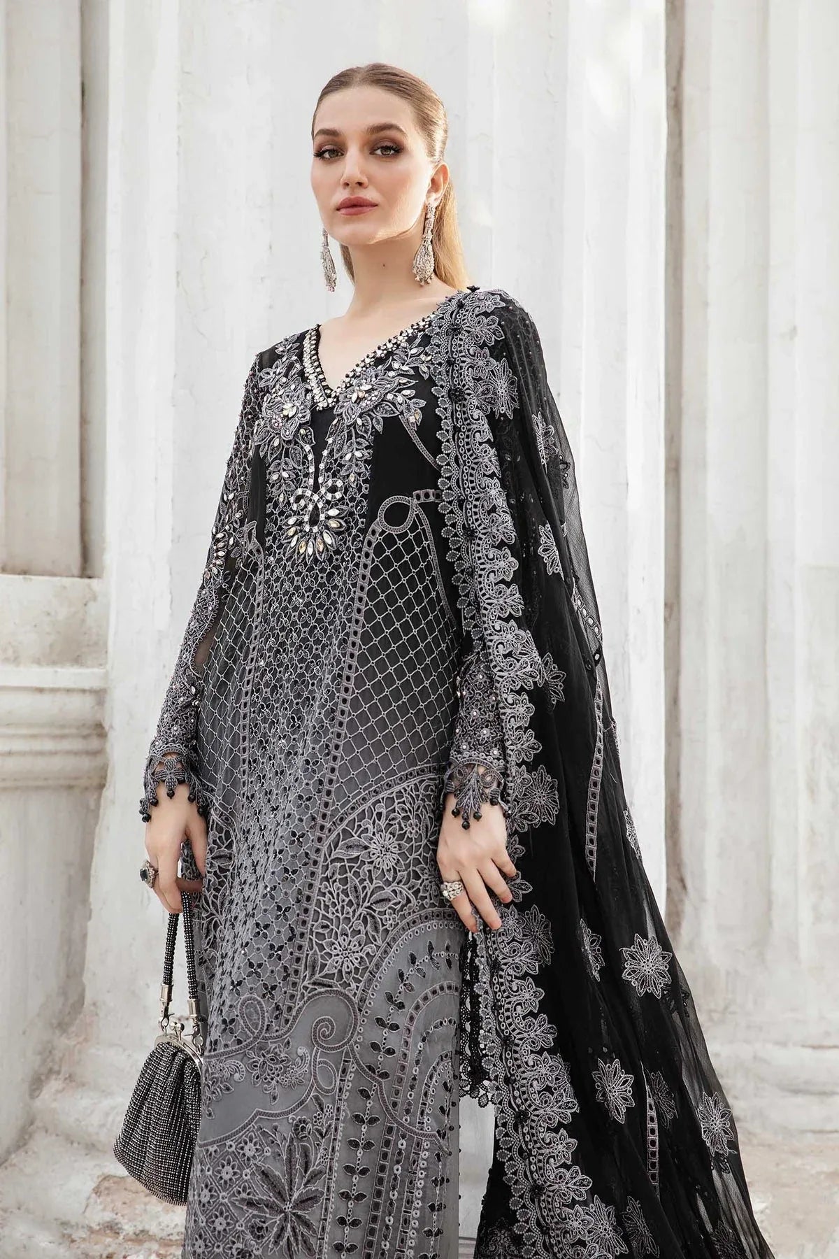 Maria B | Chiffon Formals 24 | Chiffon Suit | MPC-24-101 - Aqsa Fabrics