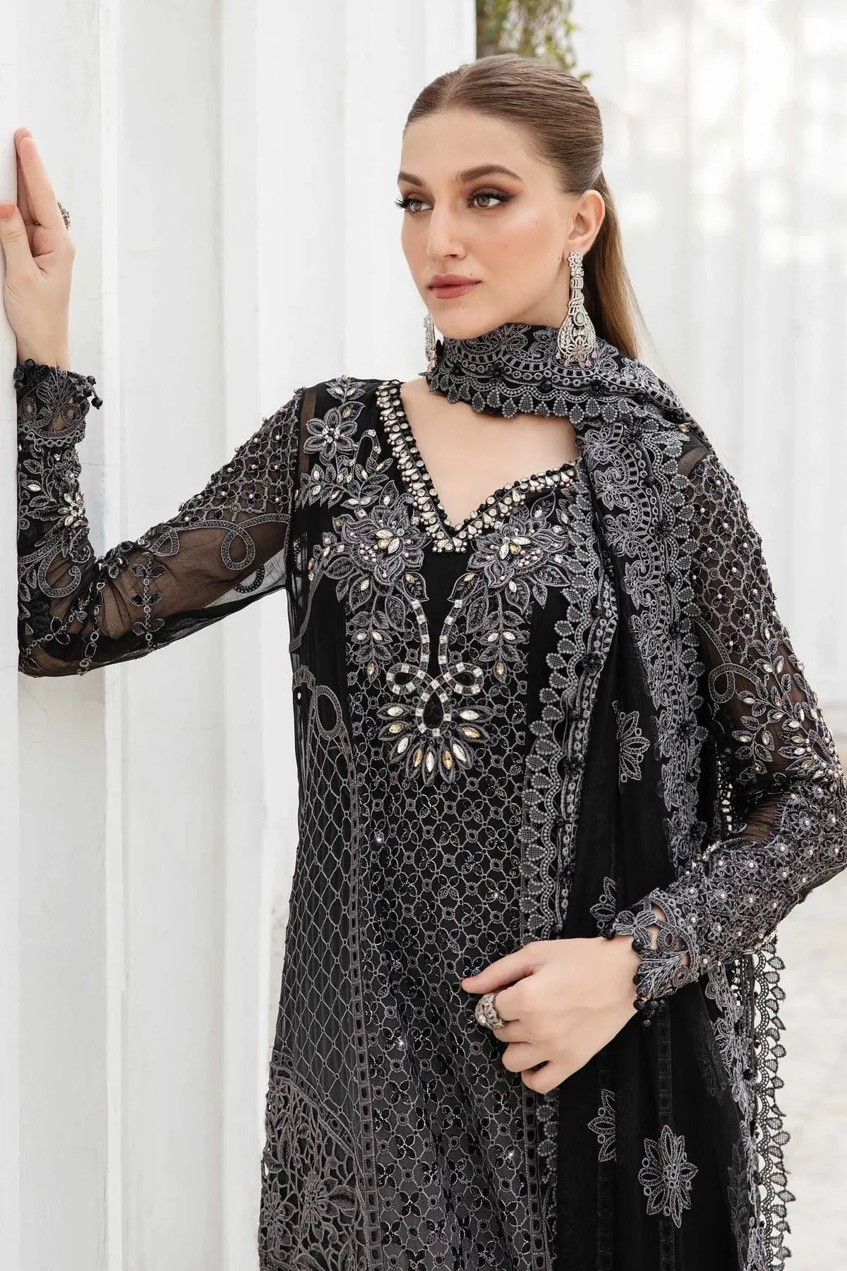 Maria B | Chiffon Formals 24 | Chiffon Suit | MPC-24-101 - Aqsa Fabrics