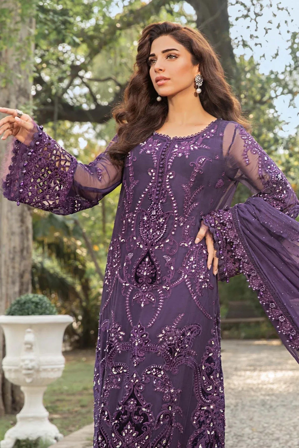 Maria B | Chiffon Formals 24 | Chiffon Suit | MPC-24-102 - Aqsa Fabrics