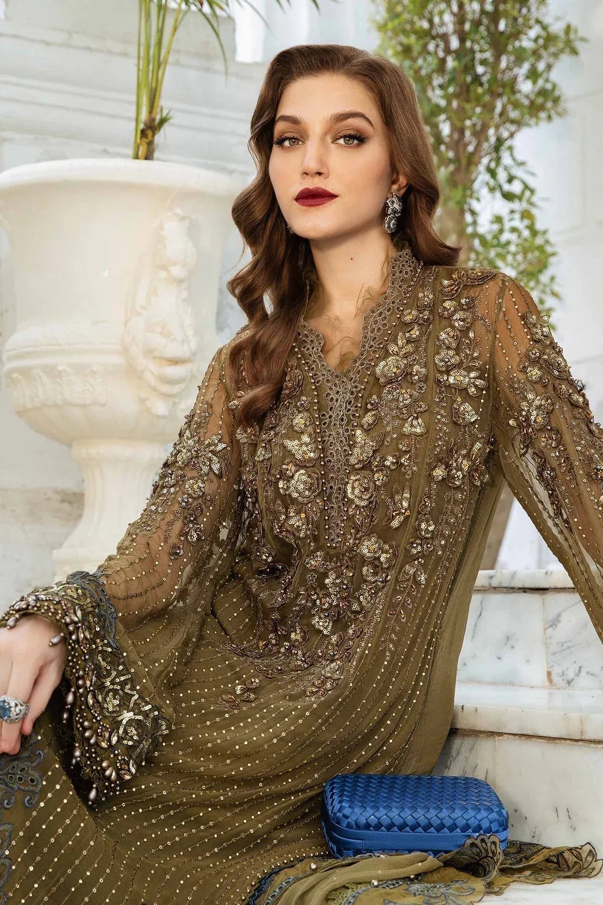 Maria B | Chiffon Formals 24 | Chiffon Suit | MPC-24-108 - Aqsa Fabrics