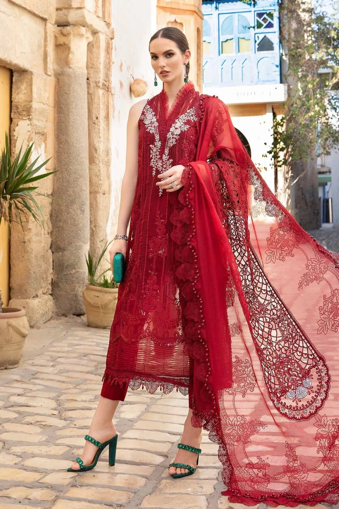 Maria B - D-2401-B - Lawn - Aqsa Fabrics