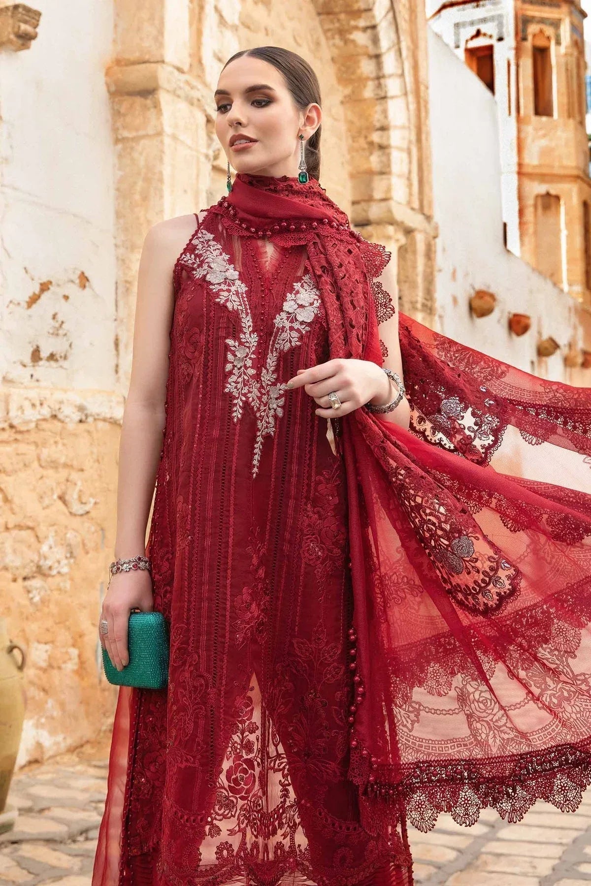 Maria B - D-2401-B - Lawn - Aqsa Fabrics