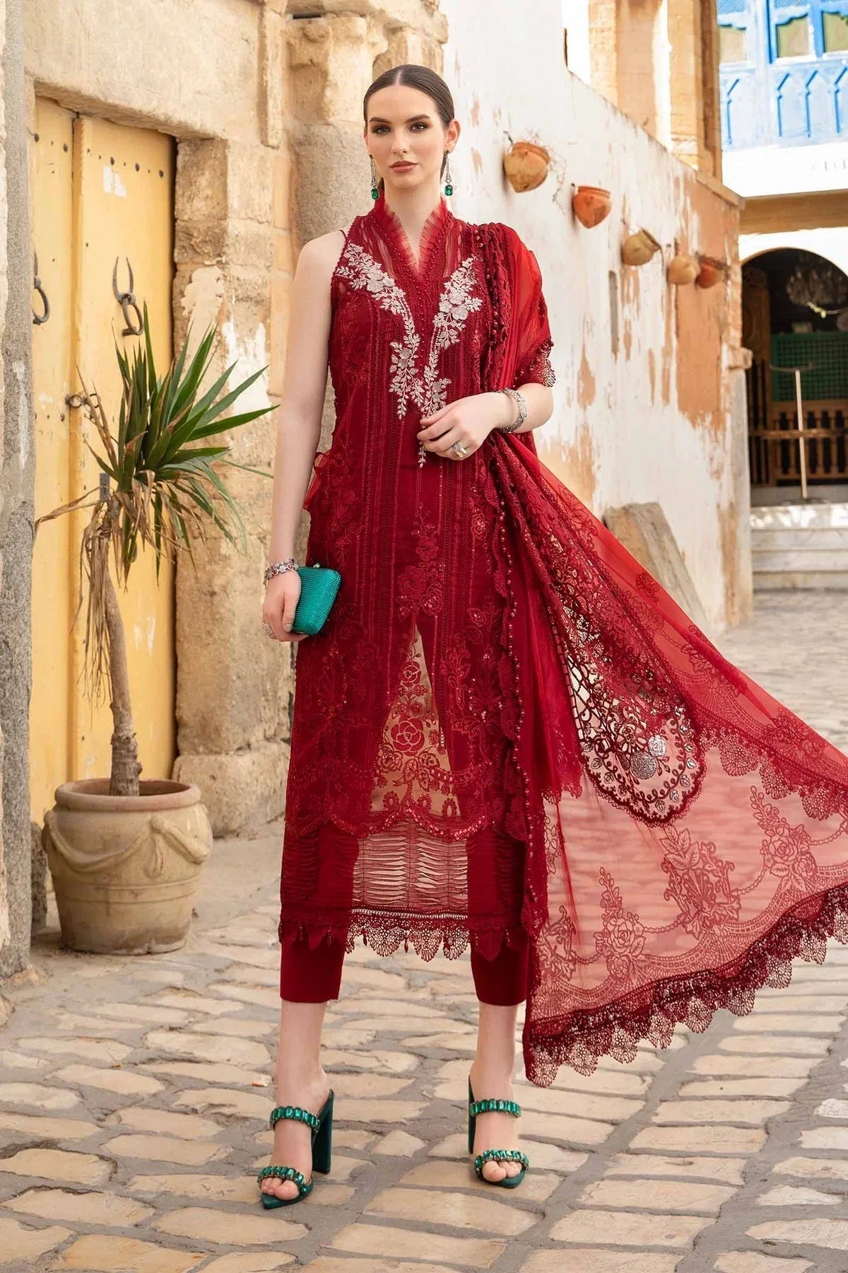 Maria B - D-2401-B - Lawn - Aqsa Fabrics