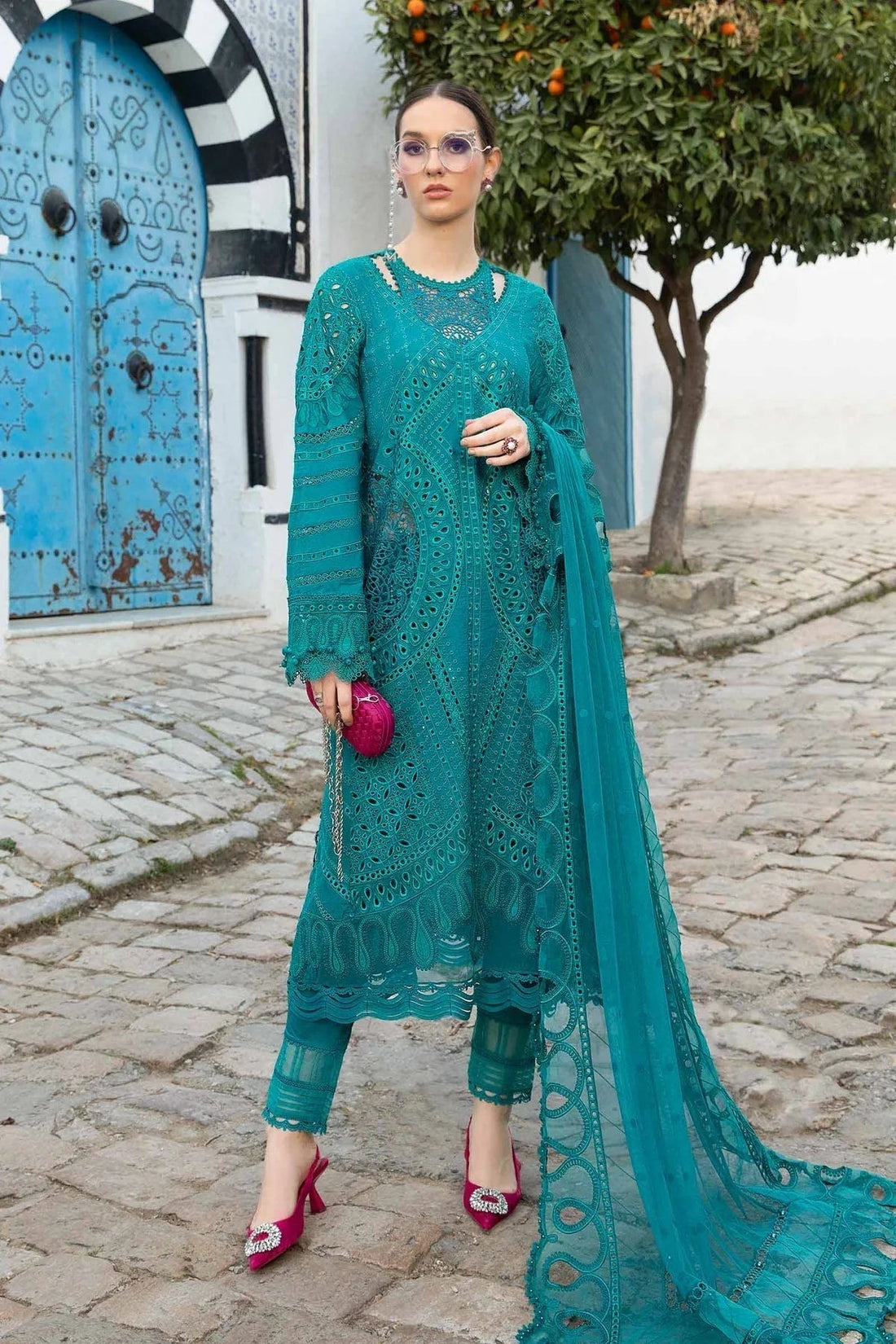 Maria B - D-2402-A - Lawn - Aqsa Fabrics