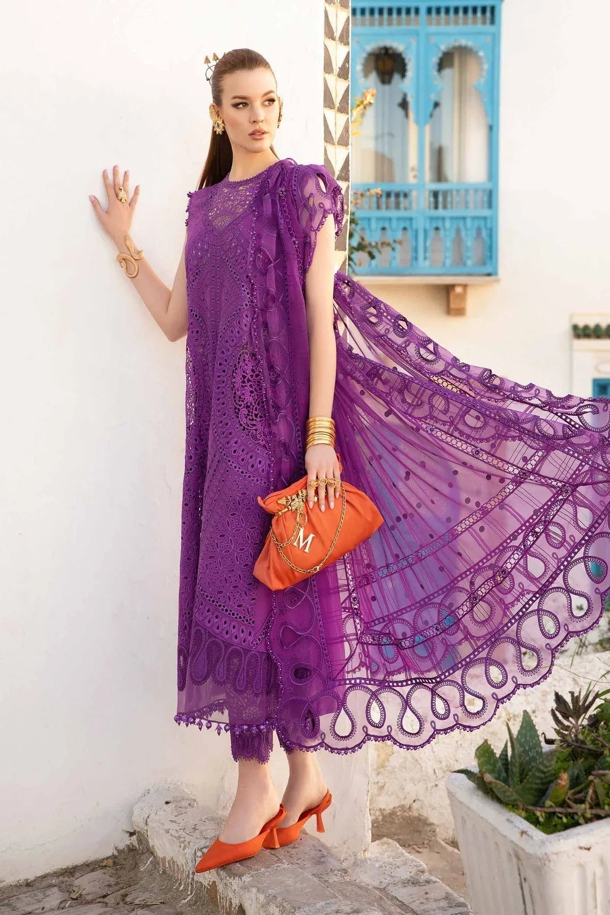 Maria B - D-2402-B - Lawn - Aqsa Fabrics