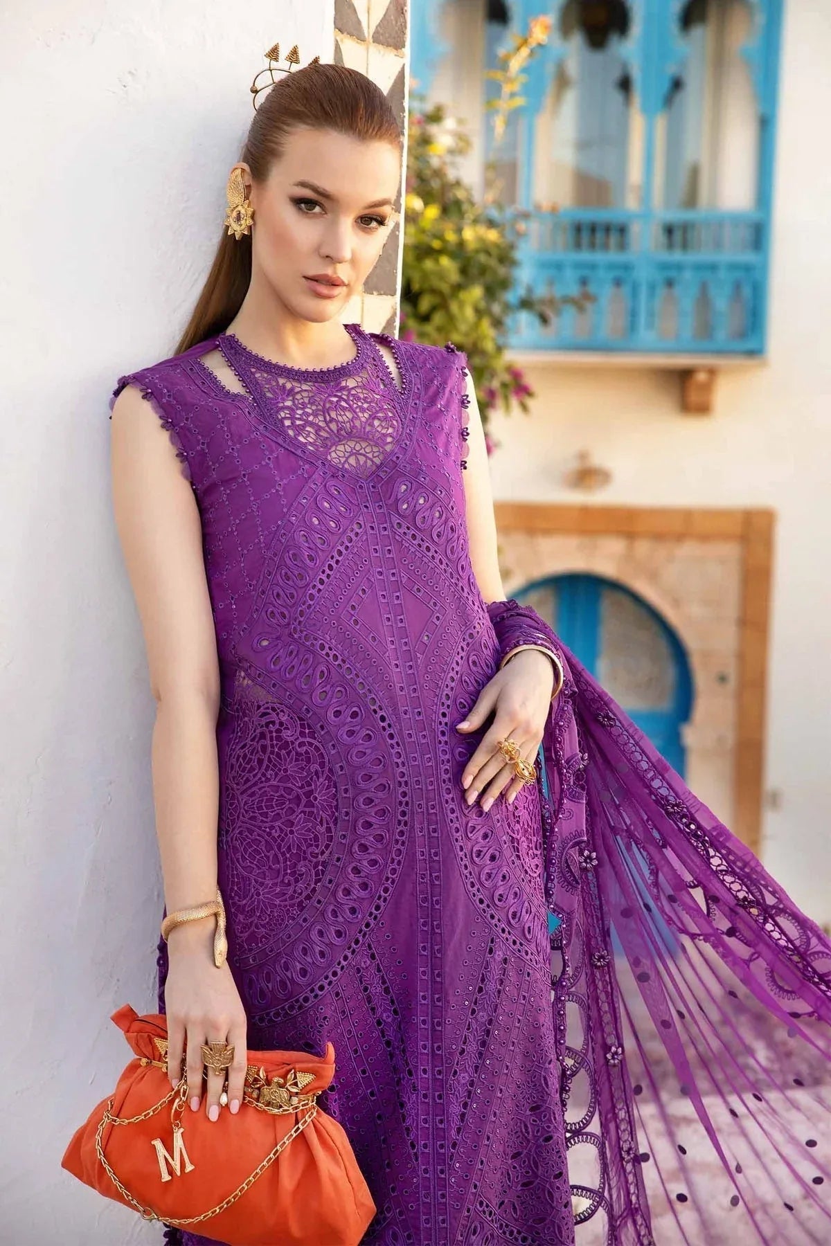 Maria B - D-2402-B - Lawn - Aqsa Fabrics