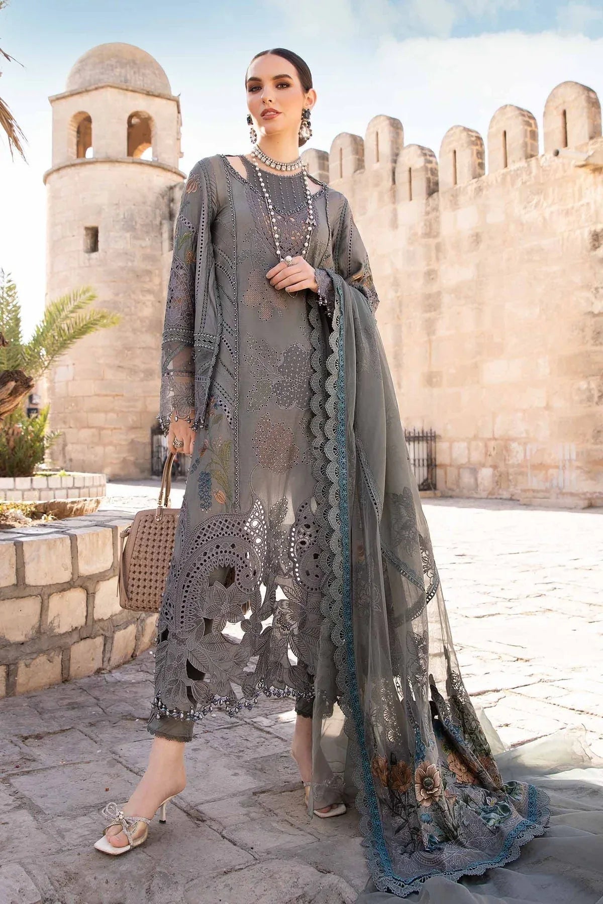 Maria B - D-2407-B - Lawn - Aqsa Fabrics