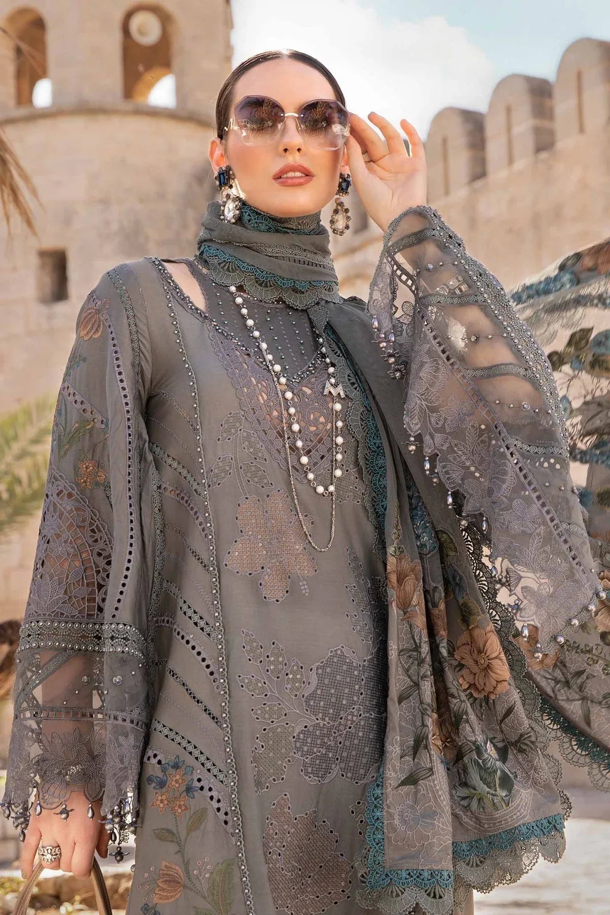 Maria B - D-2407-B - Lawn - Aqsa Fabrics