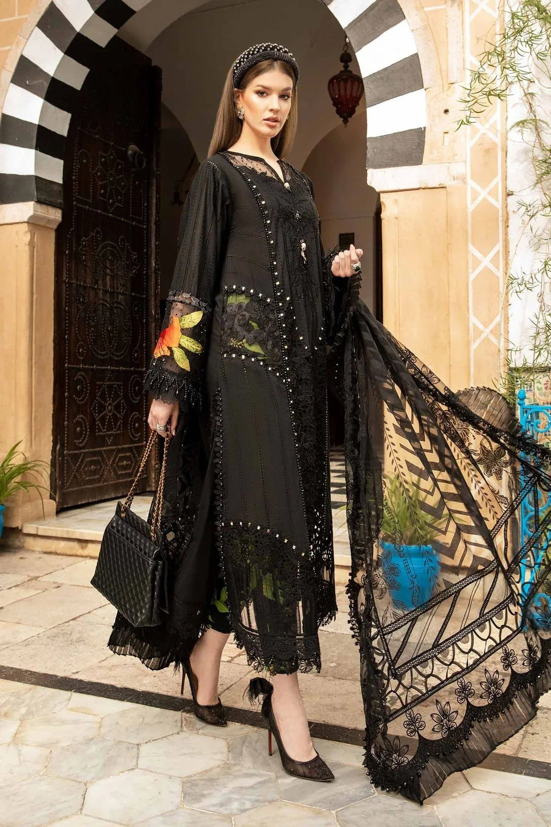 Maria B - D-2408-B - Lawn - Aqsa Fabrics