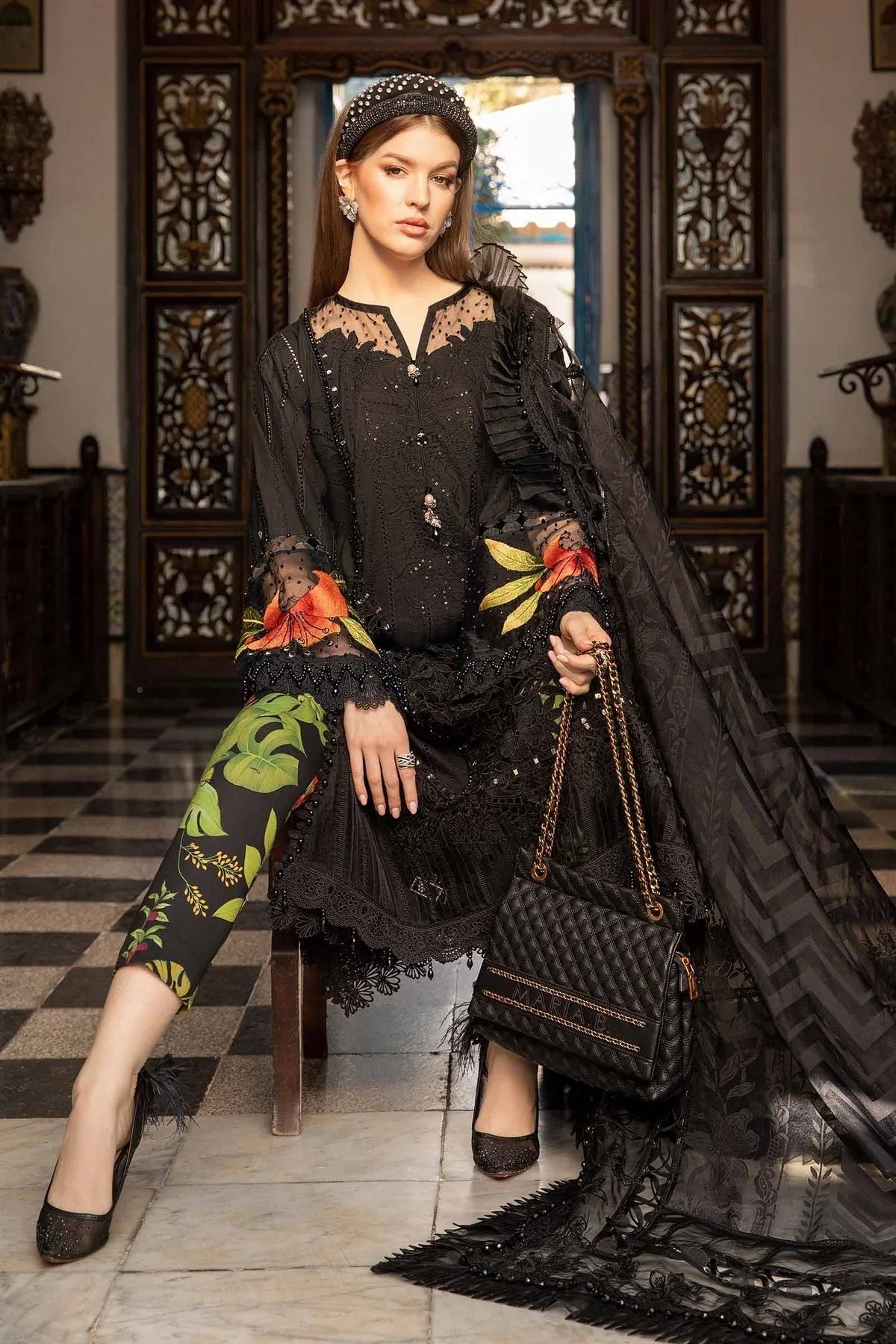 Maria B - D-2408-B - Lawn - Aqsa Fabrics