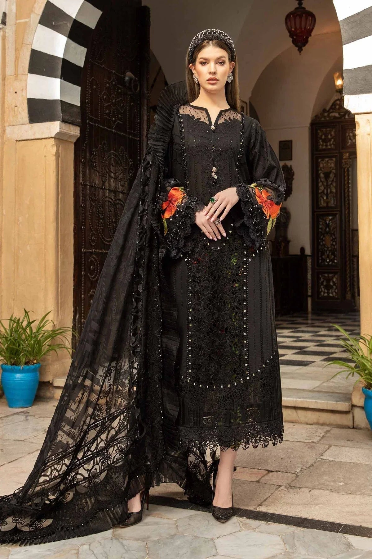 Maria B - D-2408-B - Lawn - Aqsa Fabrics