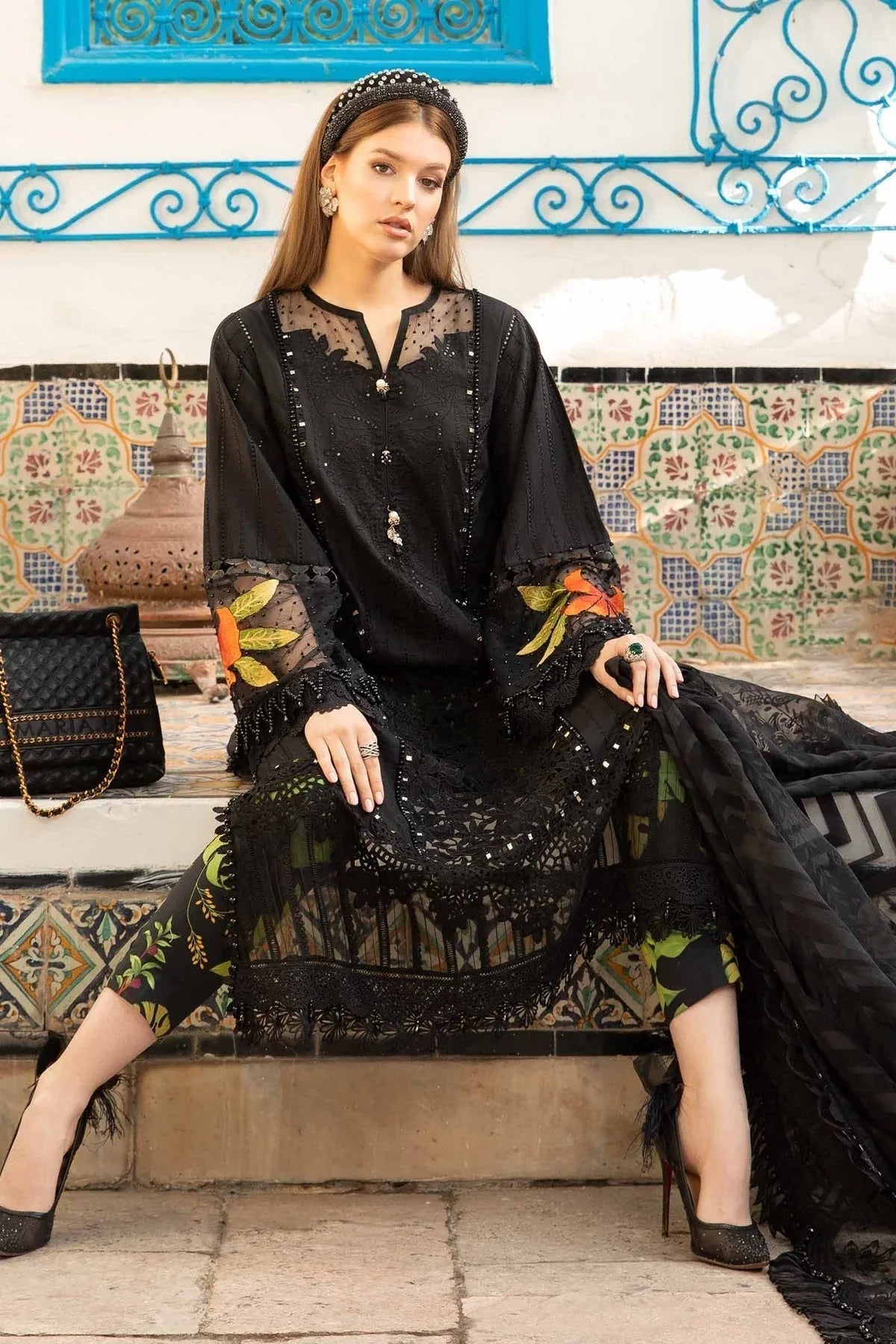 Maria B - D-2408-B - Lawn - Aqsa Fabrics