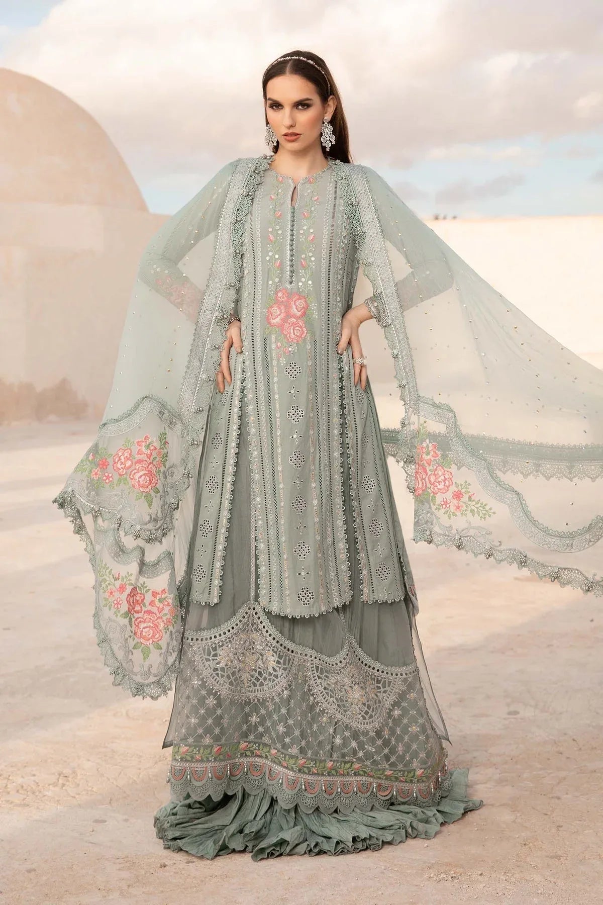 Maria B - D-2412-B - Lawn - Aqsa Fabrics