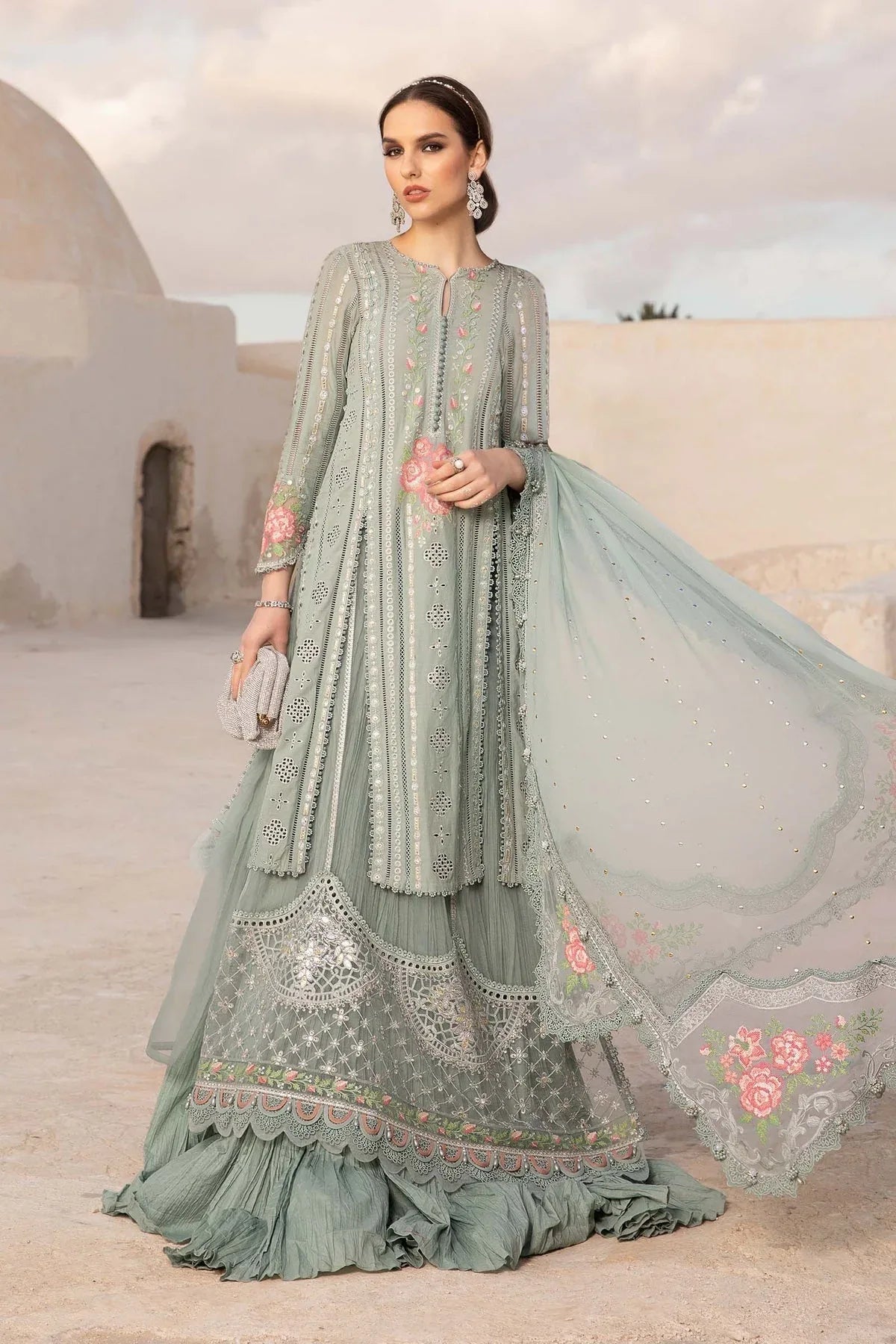 Maria B - D-2412-B - Lawn - Aqsa Fabrics