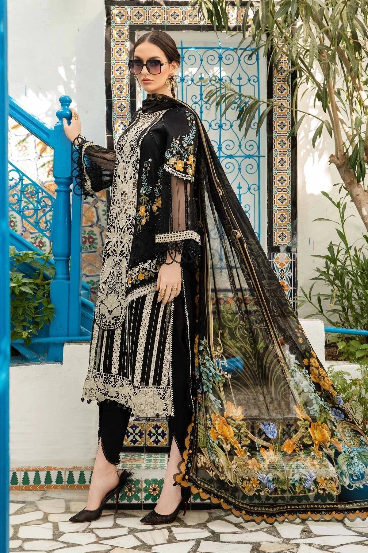 Maria B - D-2415-B- Lawn - Aqsa Fabrics