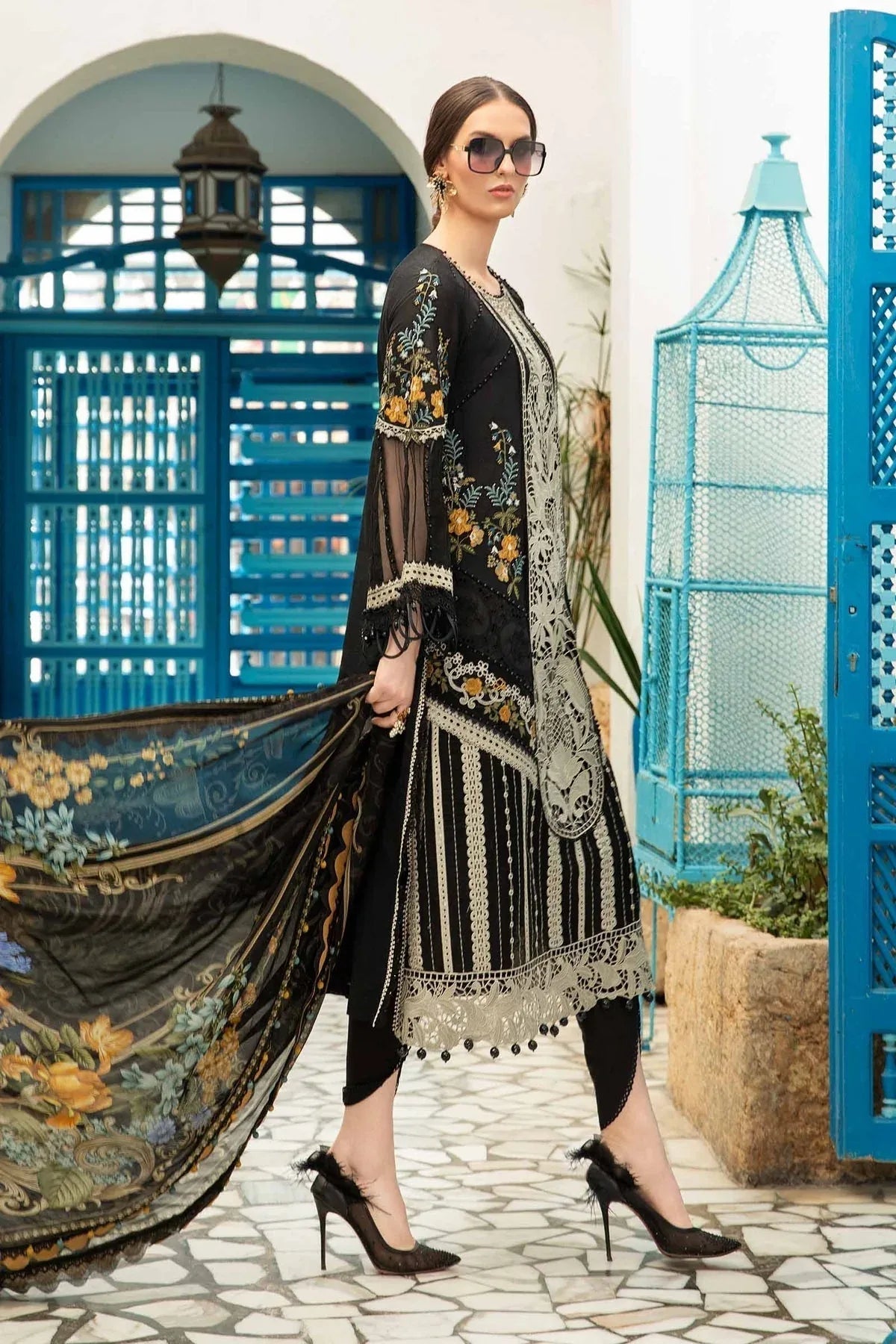 Maria B - D-2415-B- Lawn - Aqsa Fabrics