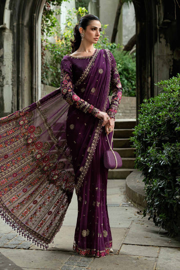 Maria B Embroidered Chiffon Saree - Aqsa Fabrics