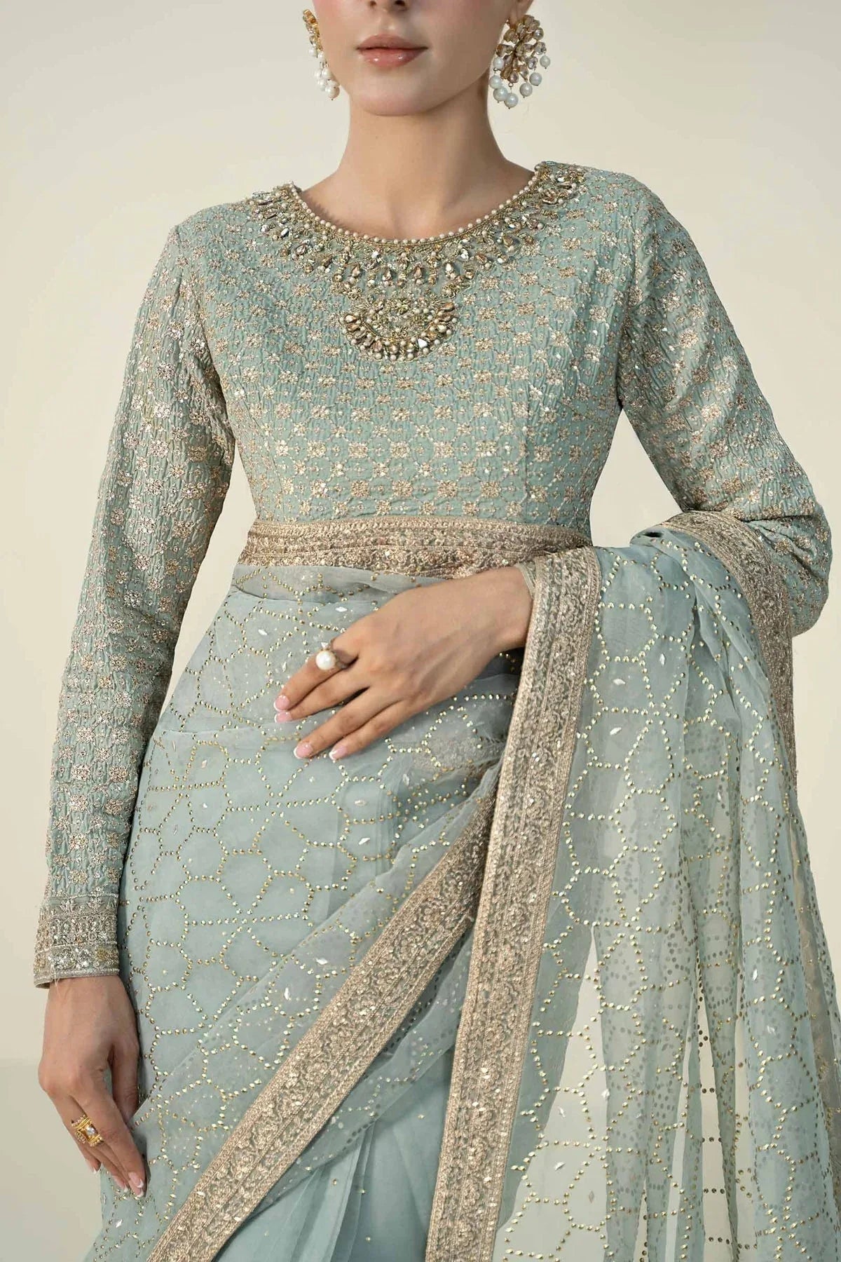 Maria B | Formal Wears | Raw Silk Saree | SF-W24-15 - Aqsa Fabrics