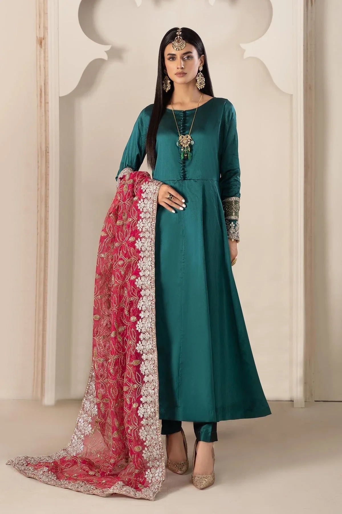 Maria B | Formal Wears | Suit Green SF-W23-62 - Aqsa Fabrics