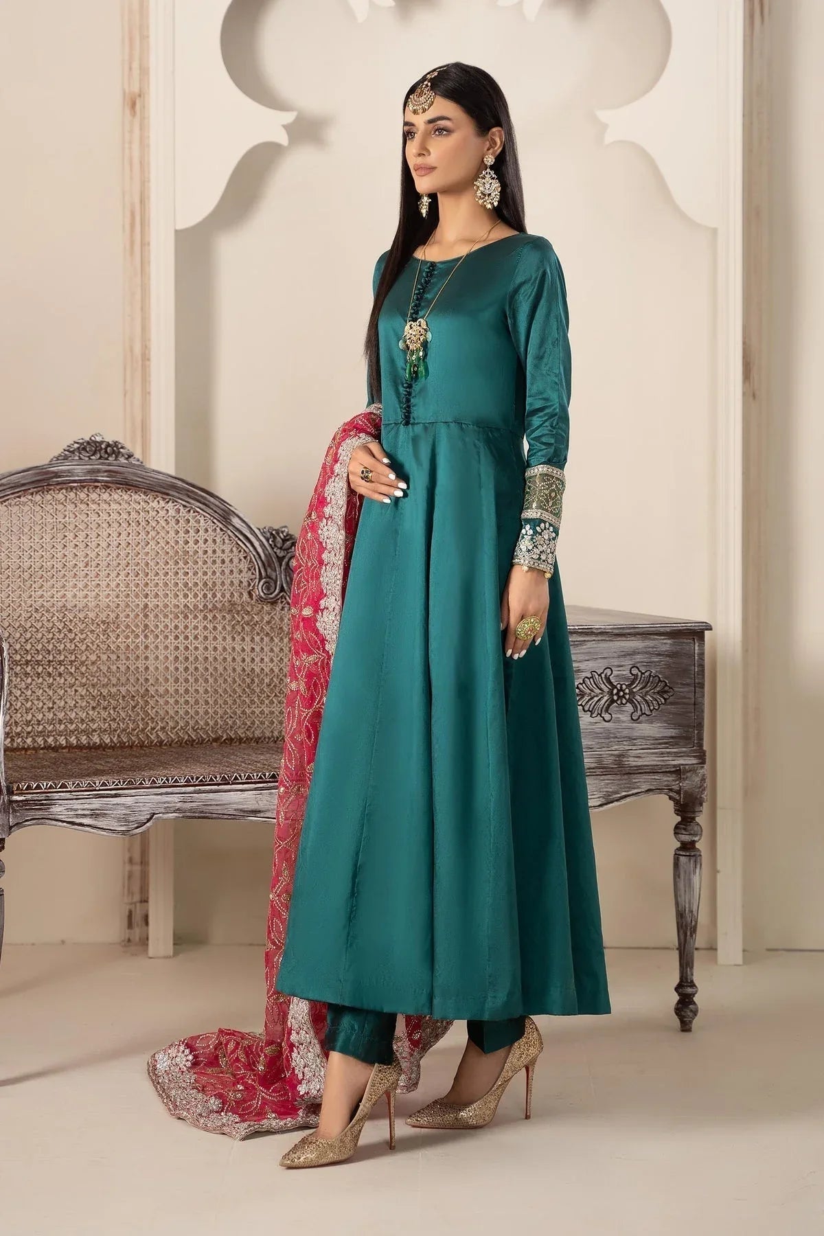 Maria B | Formal Wears | Suit Green SF-W23-62 - Aqsa Fabrics