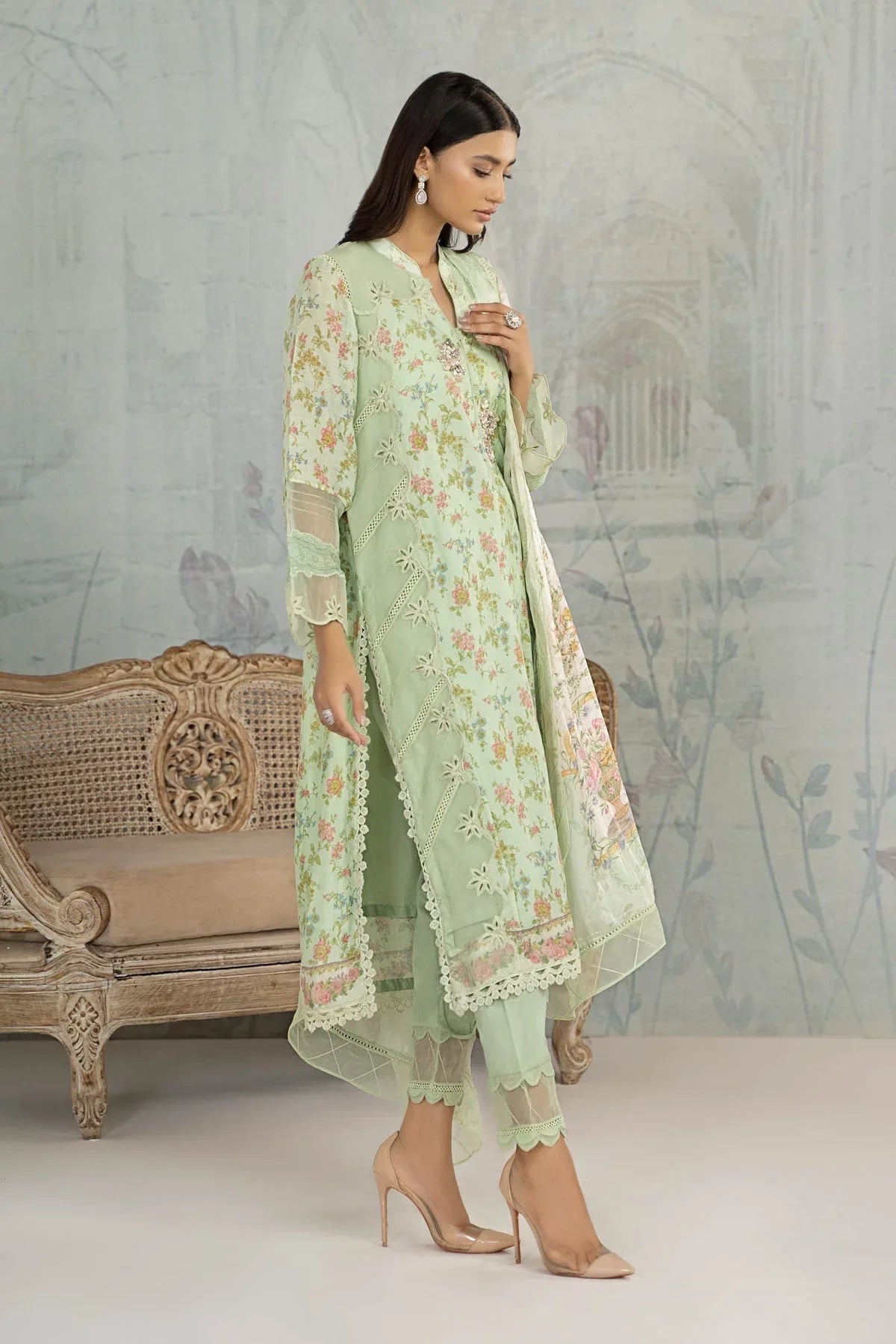 Maria B | Formal Wears | Suit Green SN-PF23-02 - Aqsa Fabrics