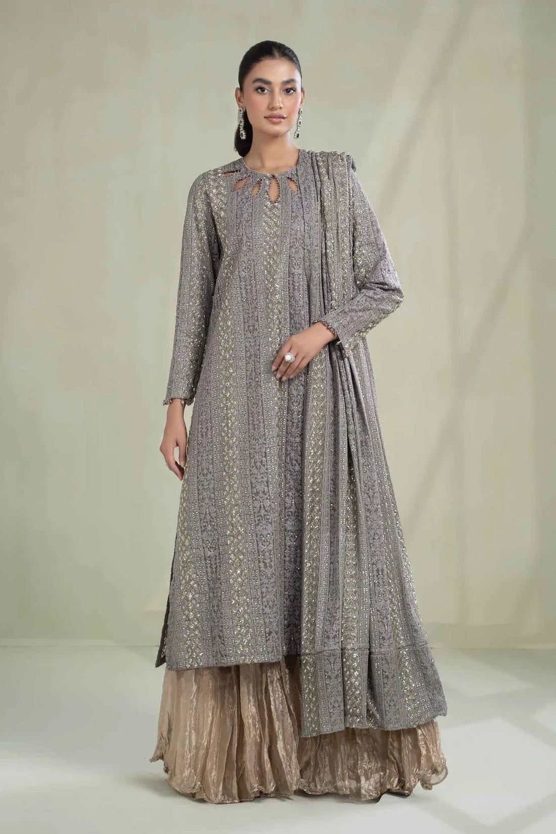 Maria B | Formal Wears | Suit Grey SF-W23-63 - Aqsa Fabrics