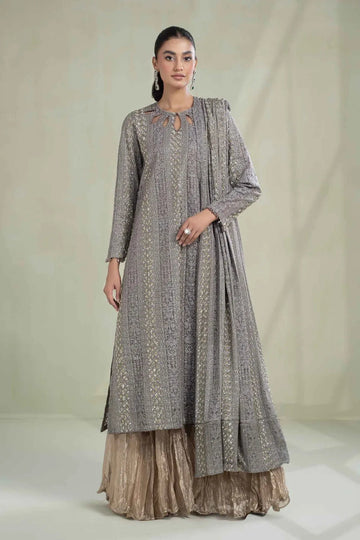 Maria B | Formal Wears | Suit Grey SF-W23-63 - Aqsa Fabrics