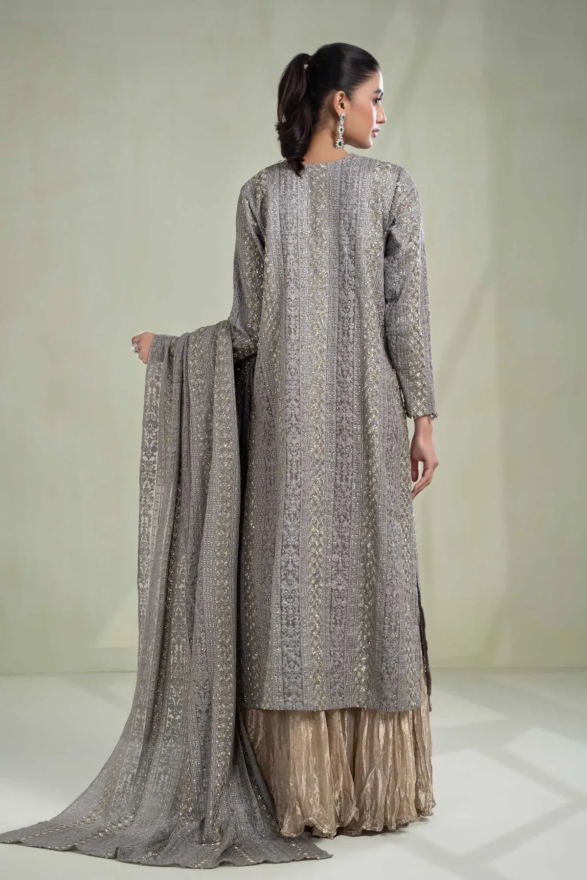 Maria B | Formal Wears | Suit Grey SF-W23-63 - Aqsa Fabrics