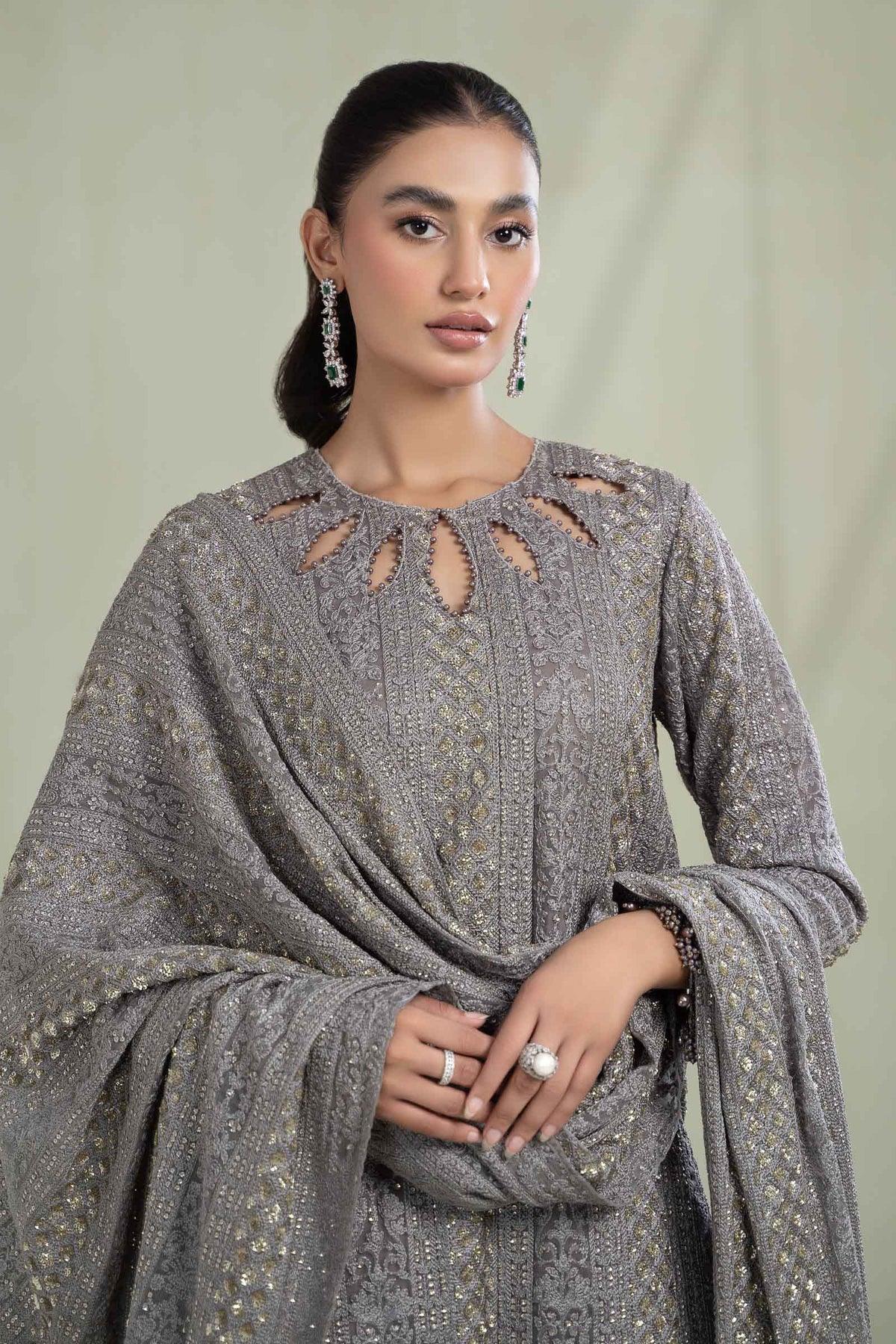 Maria B | Formal Wears | Suit Grey SF-W23-63 - Aqsa Fabrics