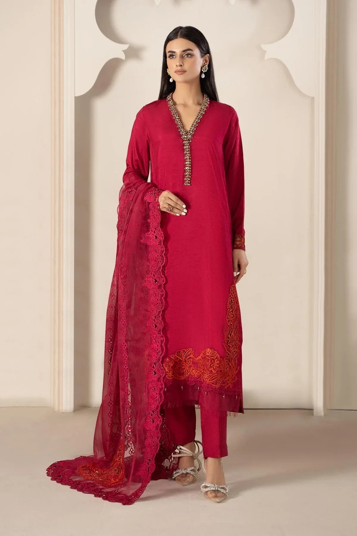 Maria B | Formal Wears | Suit Pink SF-PFW23-02 - Aqsa Fabrics