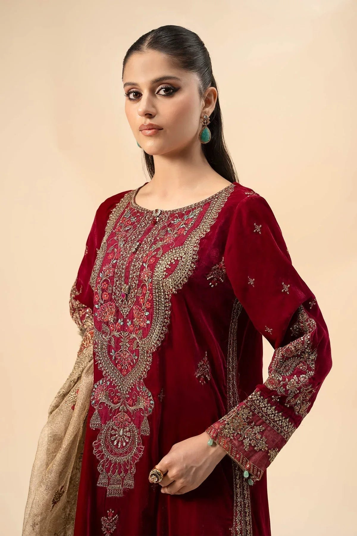 Maria B | Formal Wears | Velvet Suit | SF-W24-29 - Aqsa Fabrics