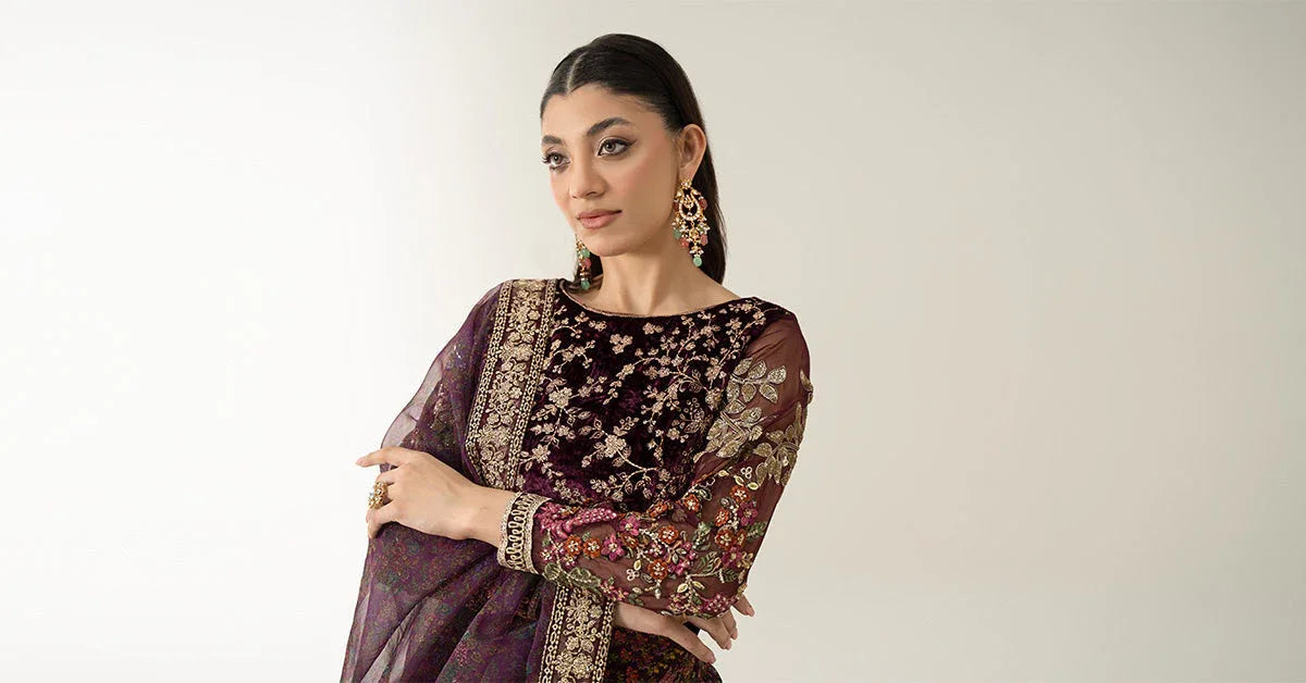 Maria B | Formal Wears | Velvet Suit | SF-W24-50 - Aqsa Fabrics