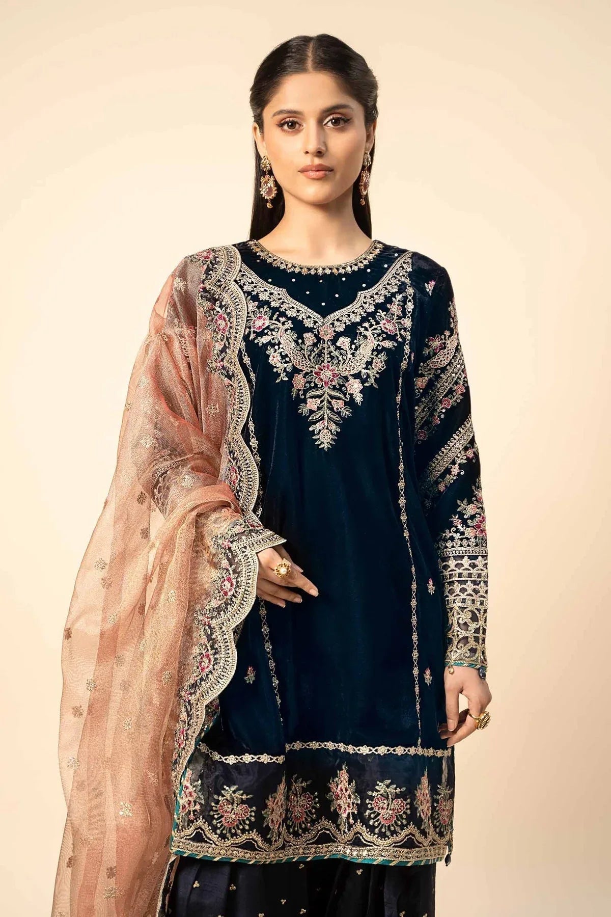 Maria B | Formal Wears | Velvet Suit | SF-W24-80 - Aqsa Fabrics