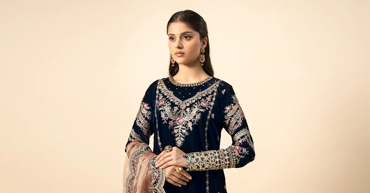 Maria B | Formal Wears | Velvet Suit | SF-W24-80 - Aqsa Fabrics