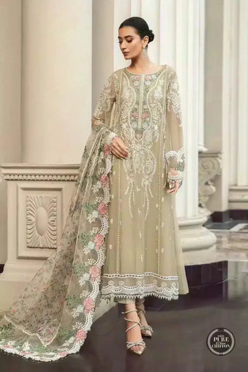 Maria B | Luxury Chiffon Collection | Coffee - Aqsa Fabrics