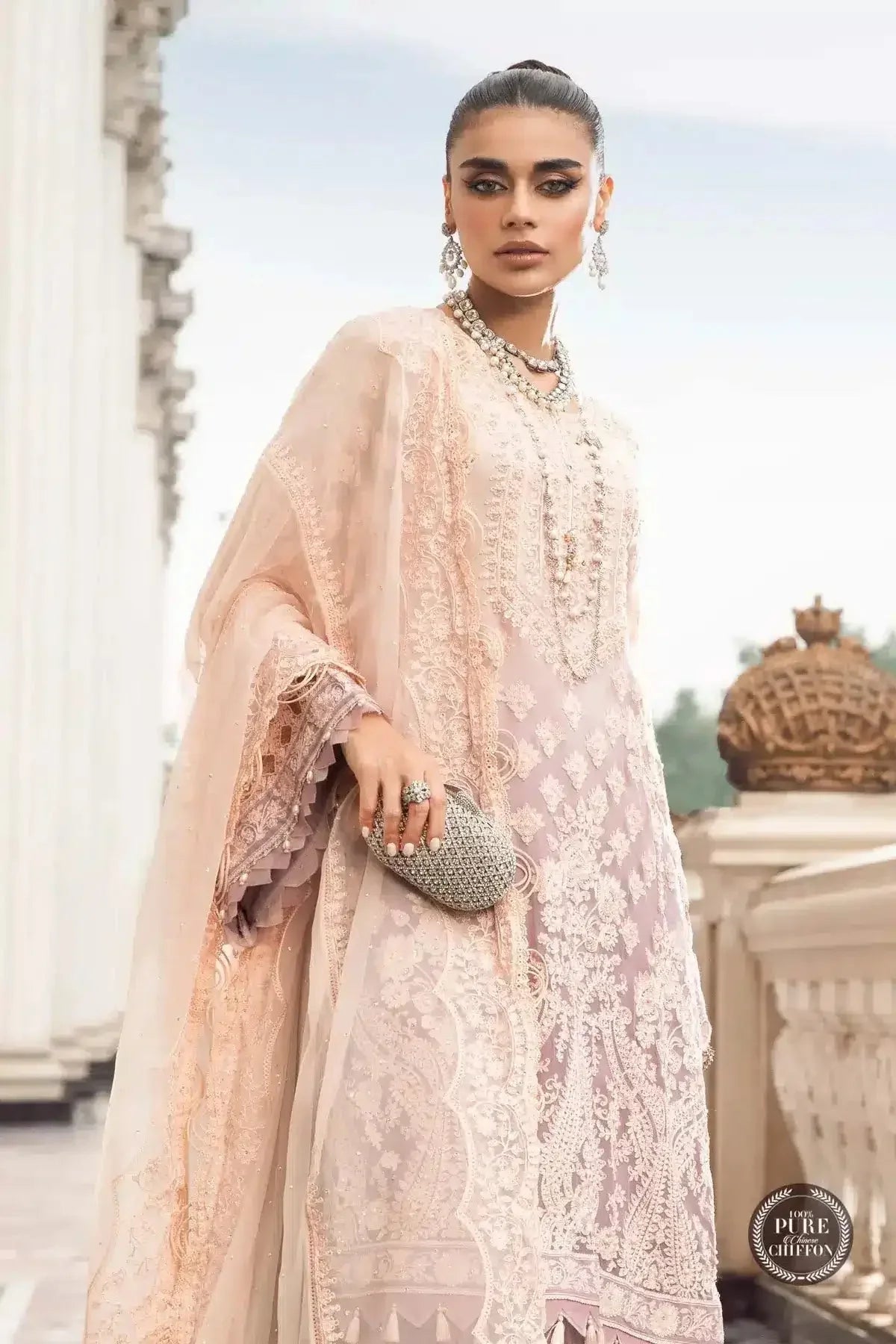 Maria B | Luxury Chiffon Collection | Lilac - Aqsa Fabrics
