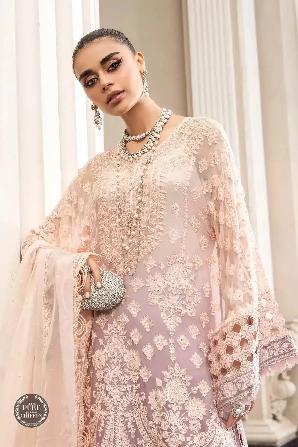 Maria B | Luxury Chiffon Collection | Lilac - Aqsa Fabrics