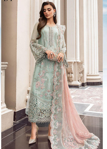 Maria B | Luxury Chiffon Collection | Mint Green - Aqsa Fabrics