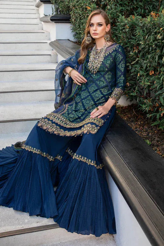 Maria B | Luxury Lawn | EL-23-08-Blue - Aqsa Fabrics