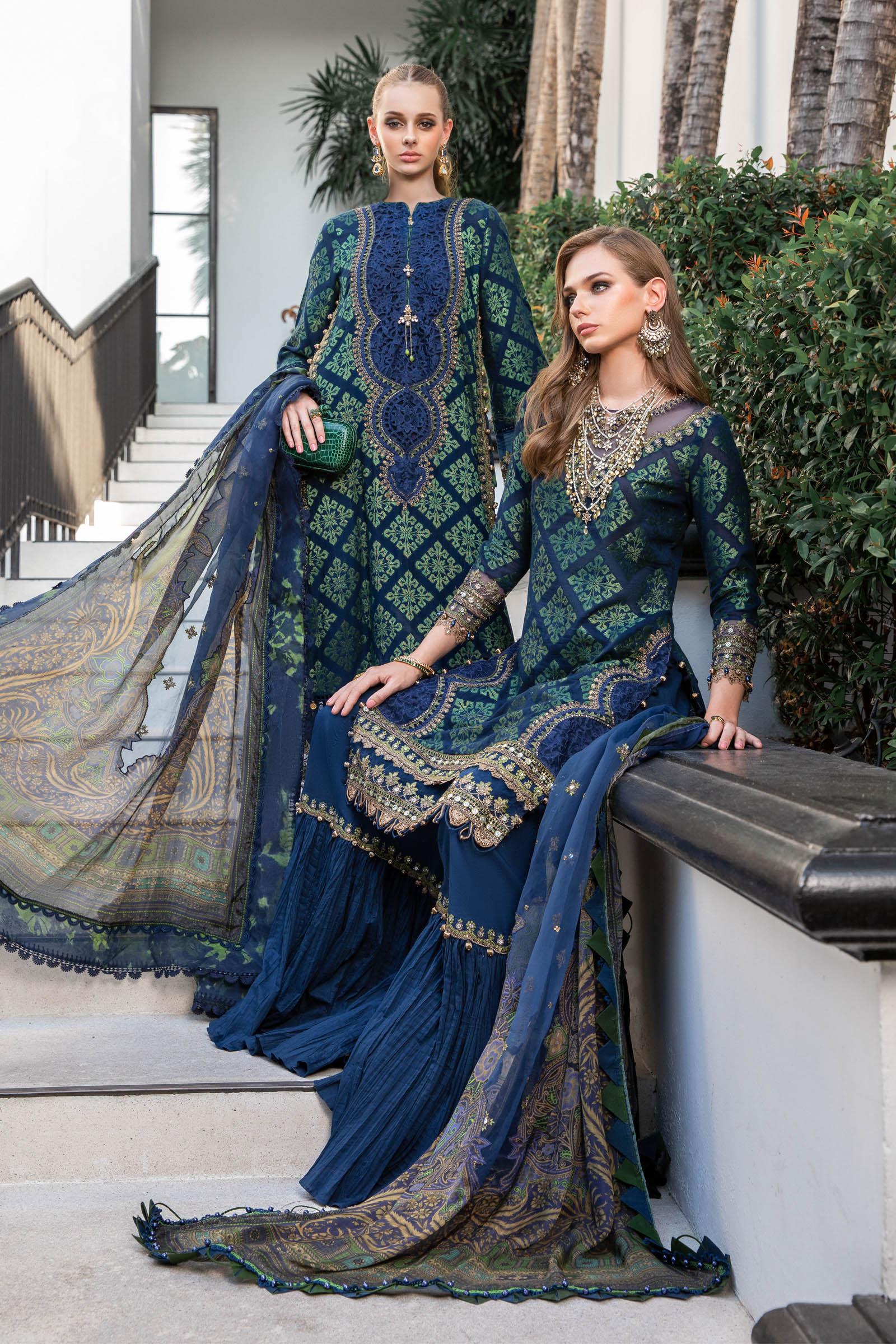 Maria B | Luxury Lawn | EL-23-08-Blue - Aqsa Fabrics