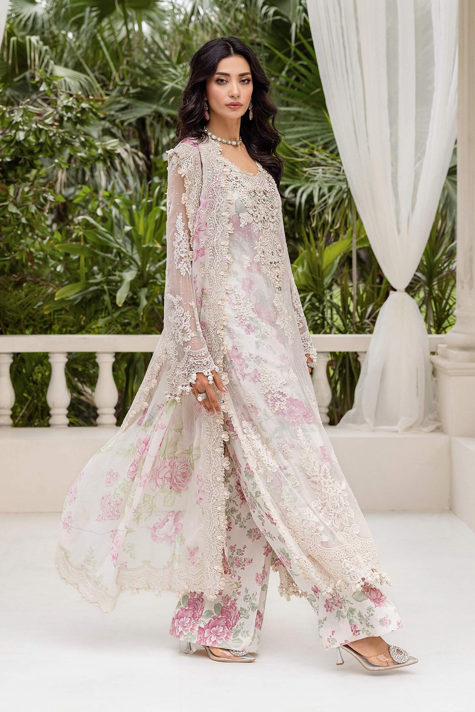 Maria b 3 Piece Unstitched Embroidered Chiffon Suit | MPC-25-101 - Aqsa Fabrics