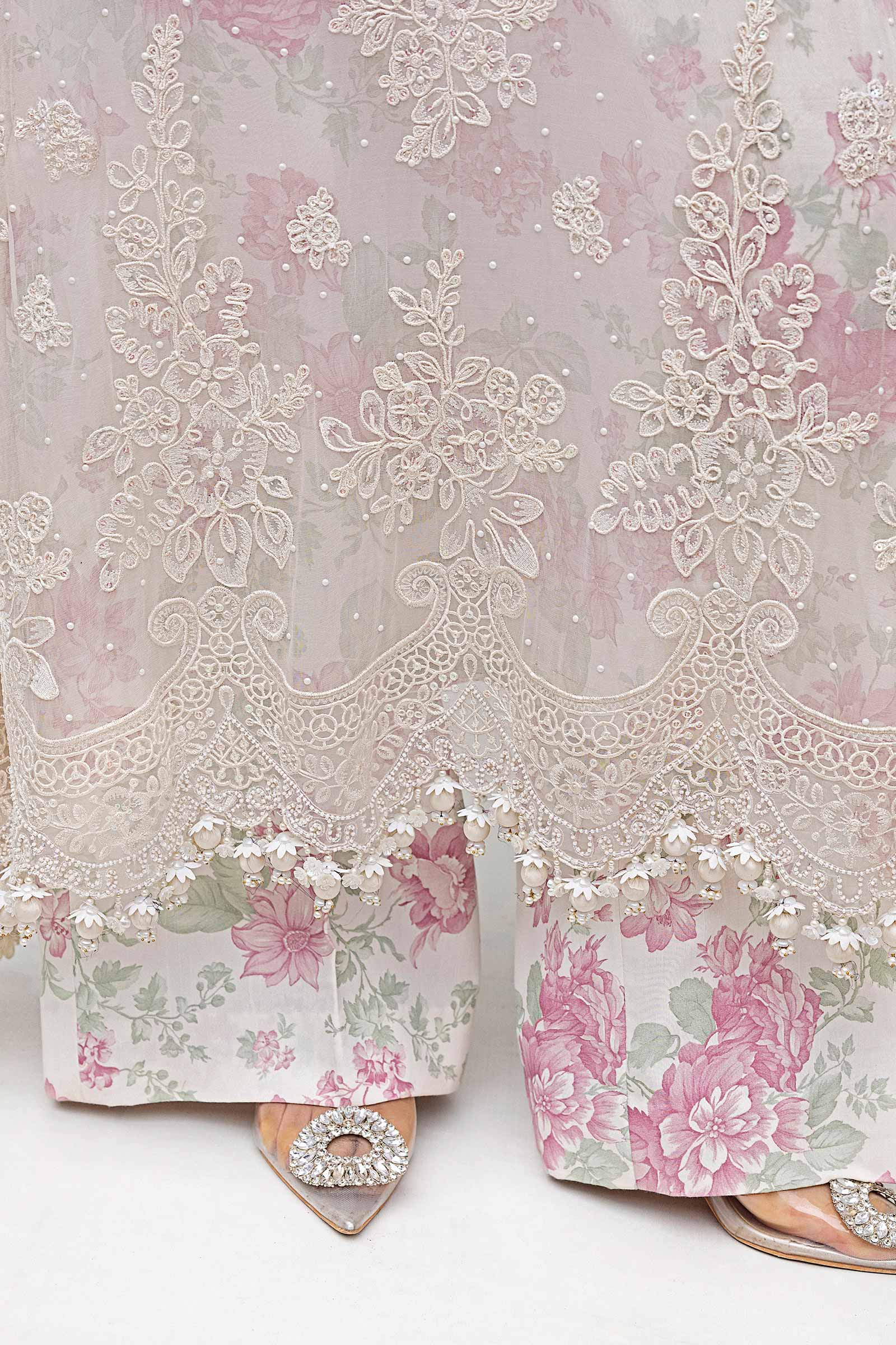 Maria b 3 Piece Unstitched Embroidered Chiffon Suit | MPC-25-101 - Aqsa Fabrics