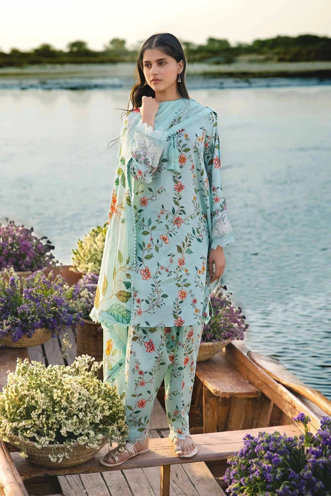 Maria b | M Basics Lawn | 406-B - Aqsa Fabrics